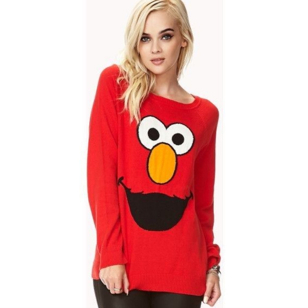 Elmo Forever 21 Red Sweater Elmo Face Sesame Street Licensed Product S NWT